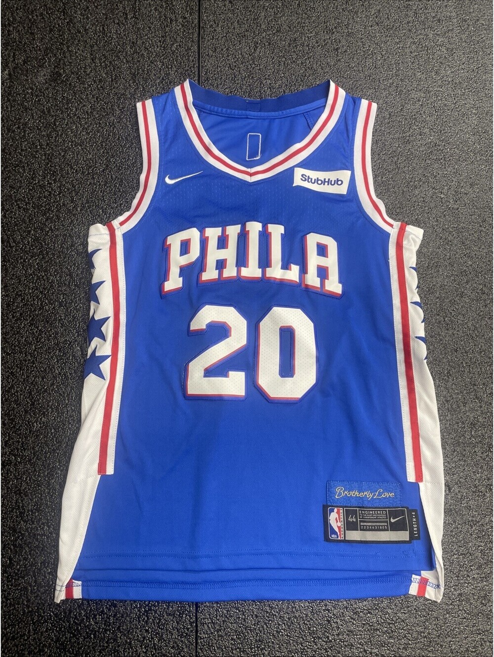 NBA Philadelphia 76ers Markell Fultz Nike Brotherly Love Jersey Mens Size 44